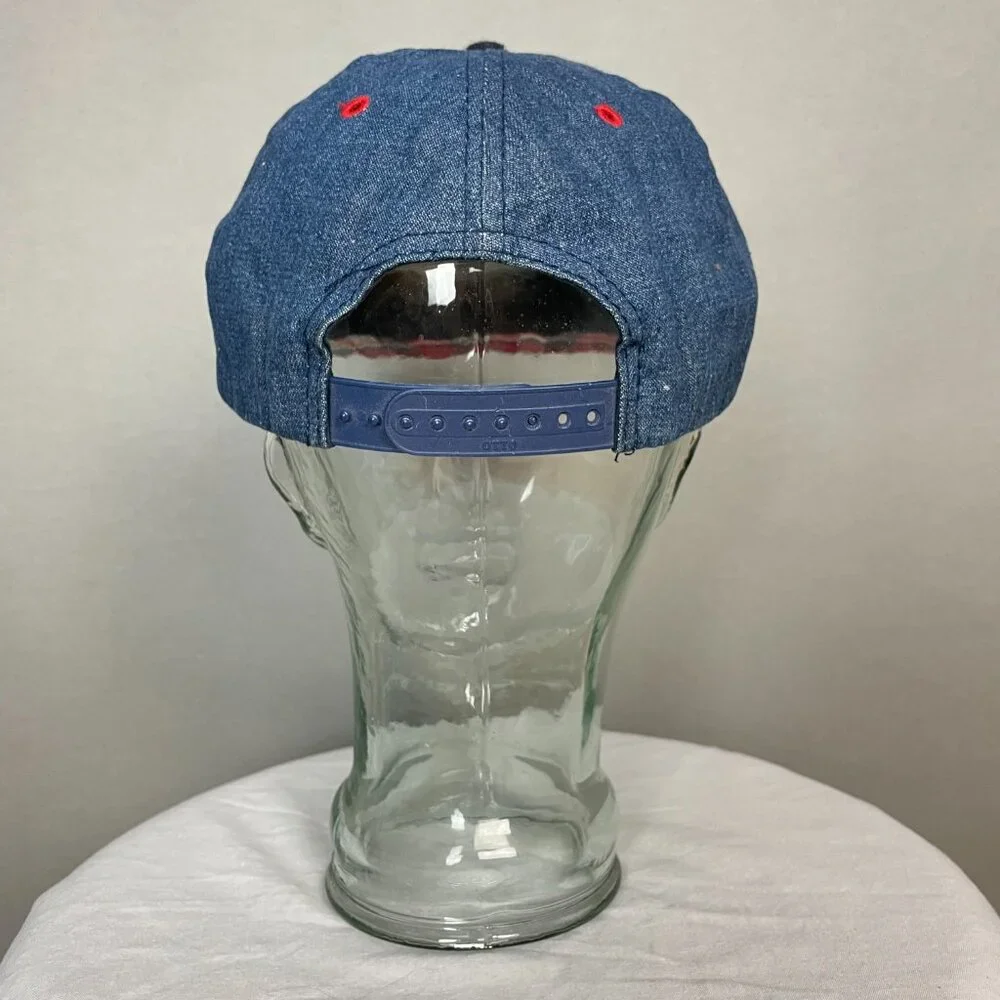 Otto Baseball Hat Denim Style Red‎ Plaid Cotton One Size Classic Retro Sporty
